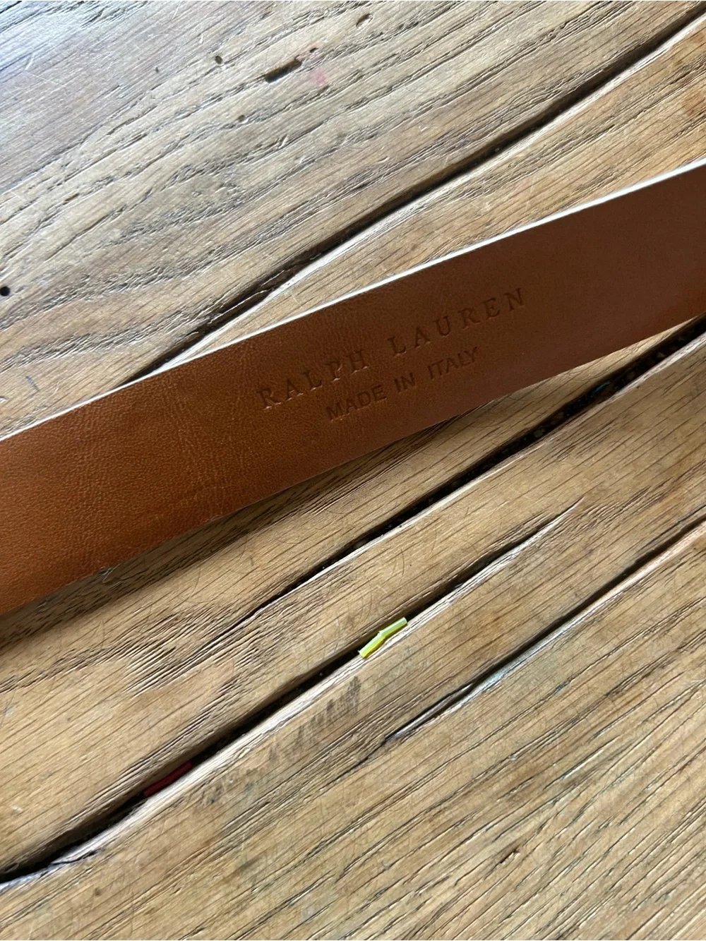 VTG Ralph Lauren Classic Cream Leather Belt with Round Buckle (soil) M